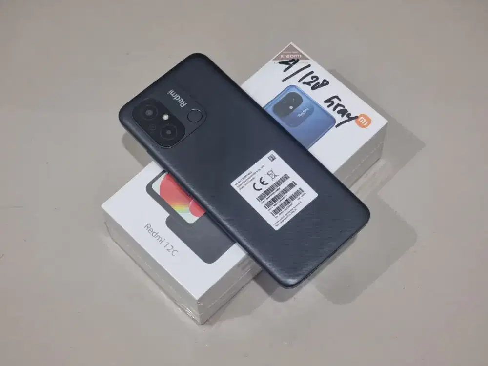 Xiaomi Redmi 12C 4/128GB Grey, Resmi, Like New, Fullset Ori Lengkap
