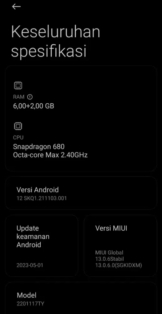 Redmi note 11 ram 6+2 gb rom 128