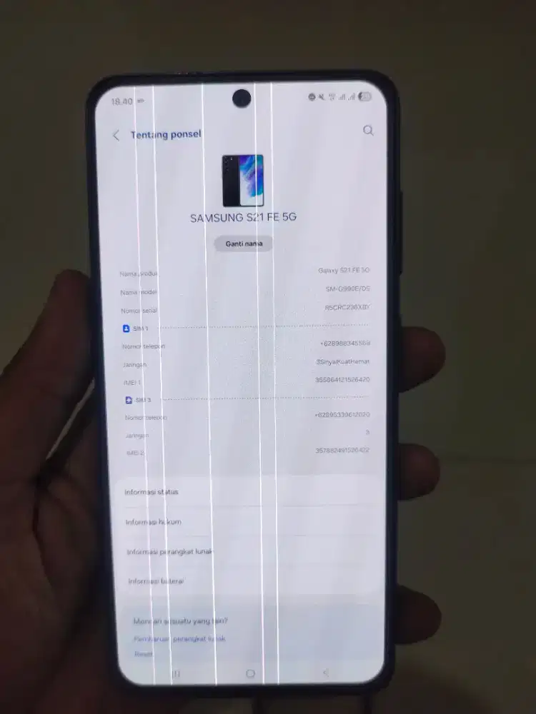 Samsung S21 FE 5G ram 8/256gb minus lcd garis