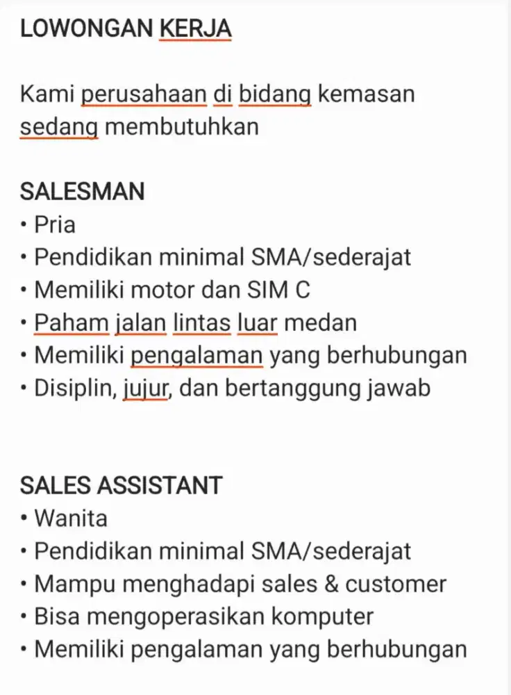 Salesman & Sales Assistant
