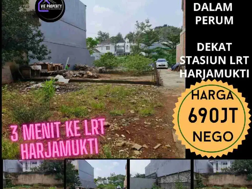 5 Menit ke LRT Harjamukti, dijual cepat kavling siap bangun dalam perum di Harjamukti