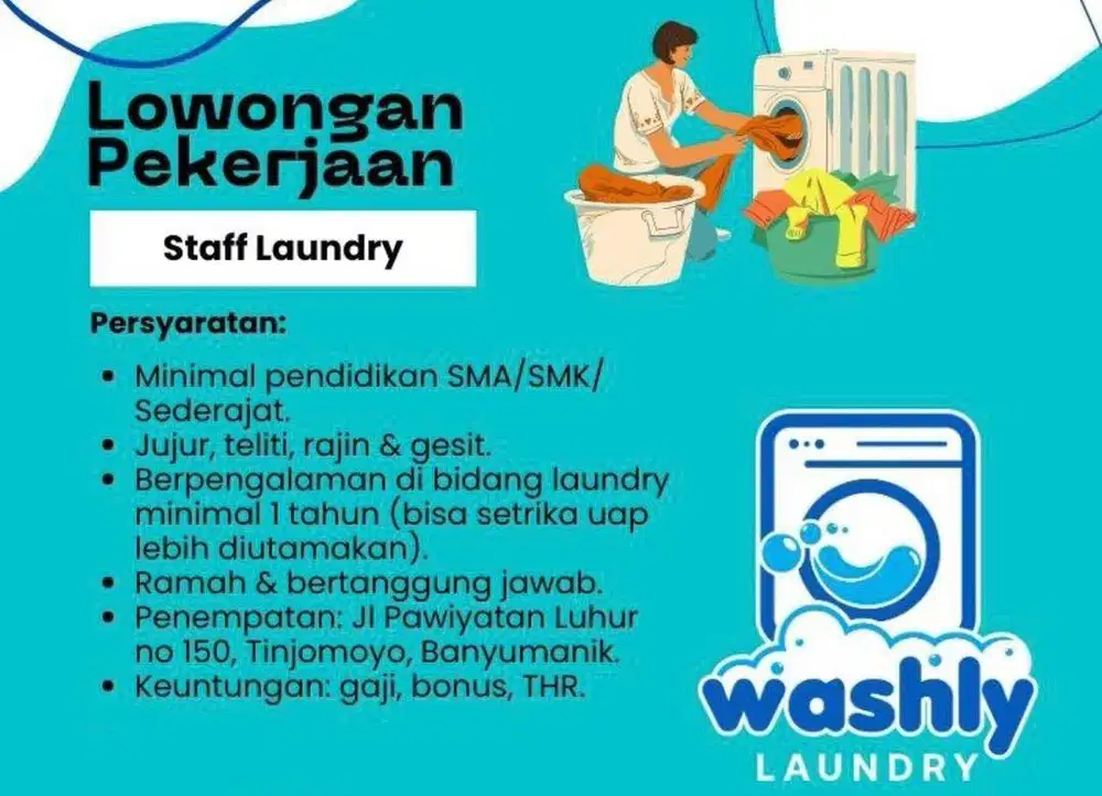 Dibutuhkan segera staff laundry
