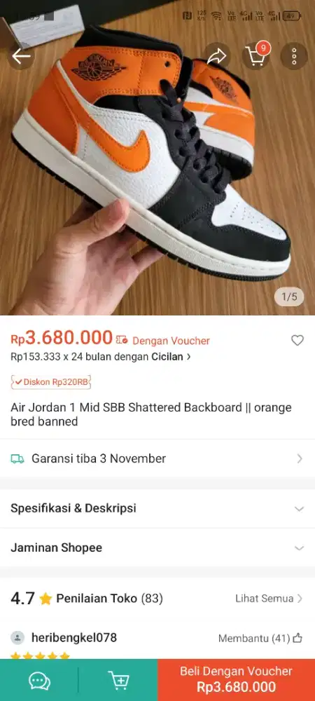 SEPATU SNEAKERS NIKE AIR JORDAN ORIGINAL