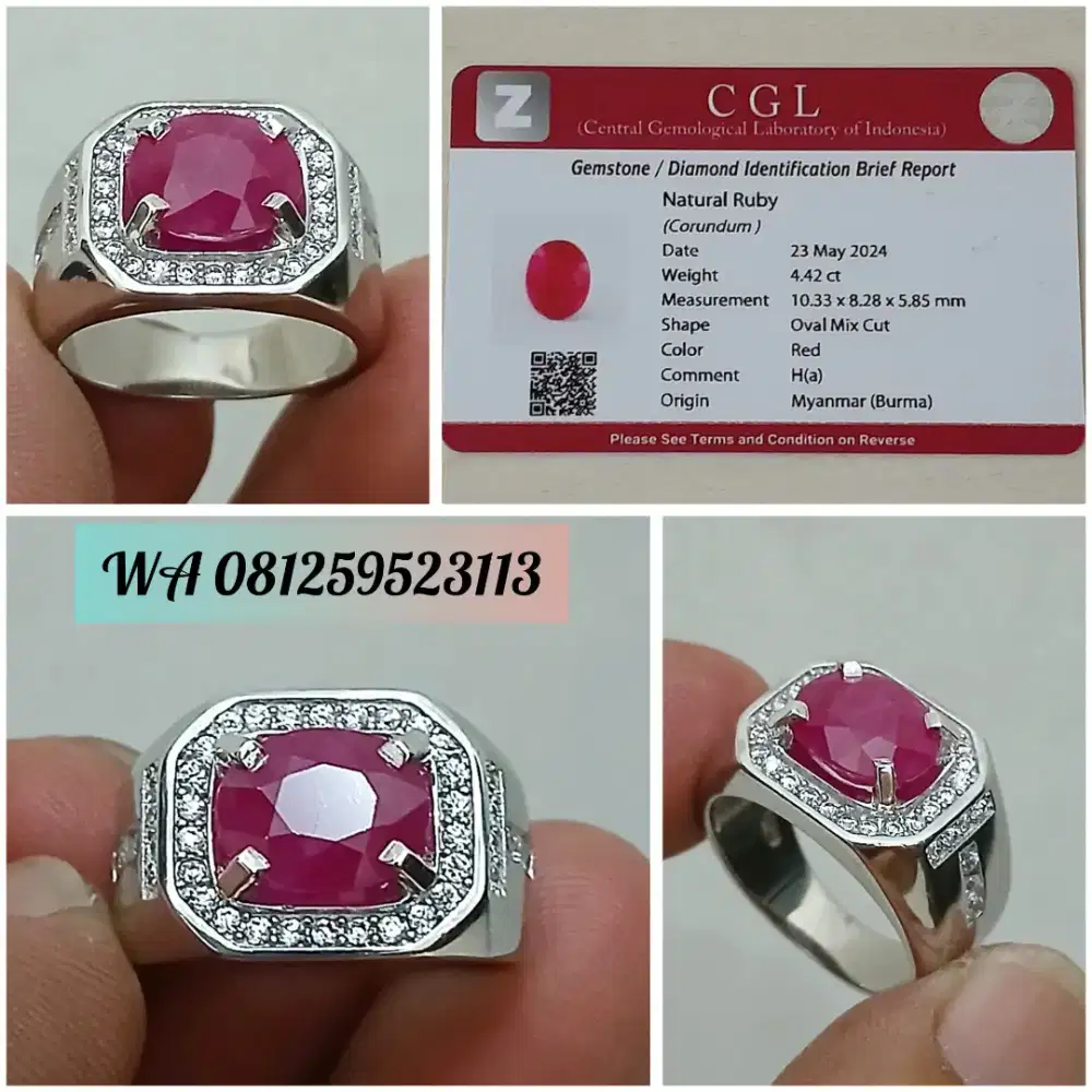 Ruby Burma Myanmar 4.42 cts Silver Ring 925