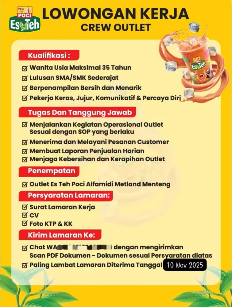 Outlet Crew Es Teh Poci- Butuh cepat