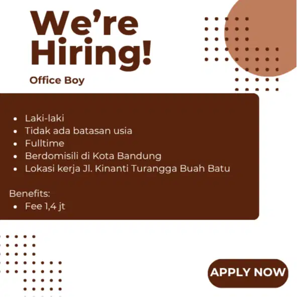 LOWONGAN PEKERJAAN OFFICE BOY CAFE