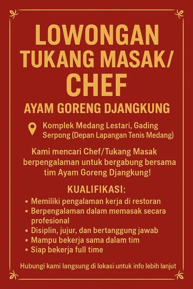 Lowongan pelerjaaan kasir restoran