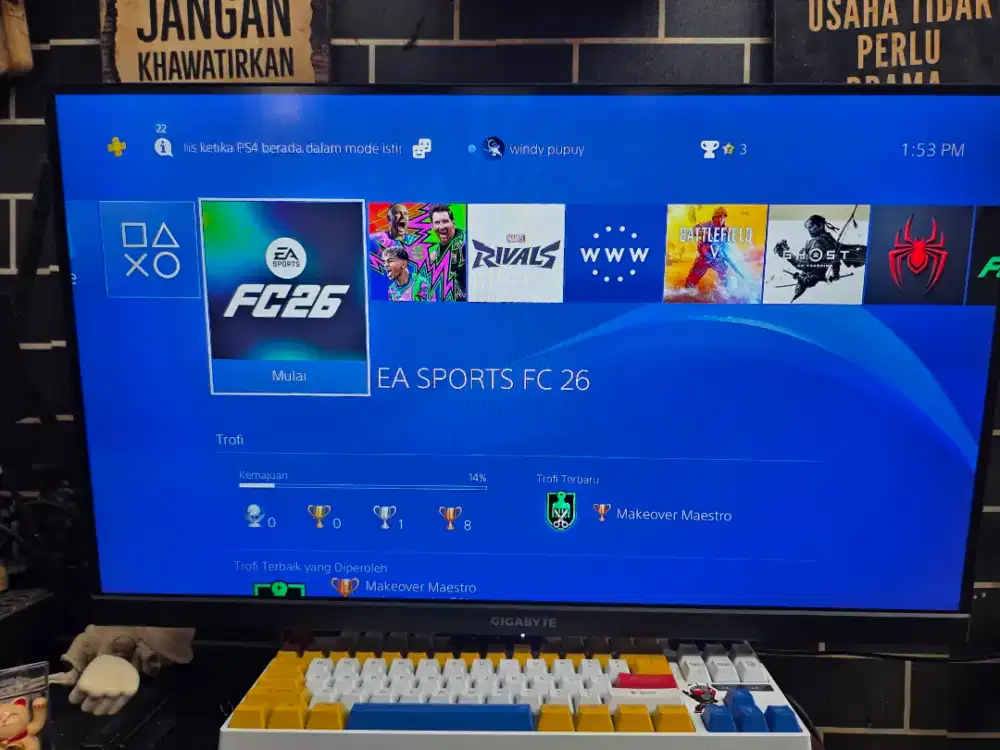 PS4 Slim 1TB + Game Eafc26 Normal Siap Pakai
