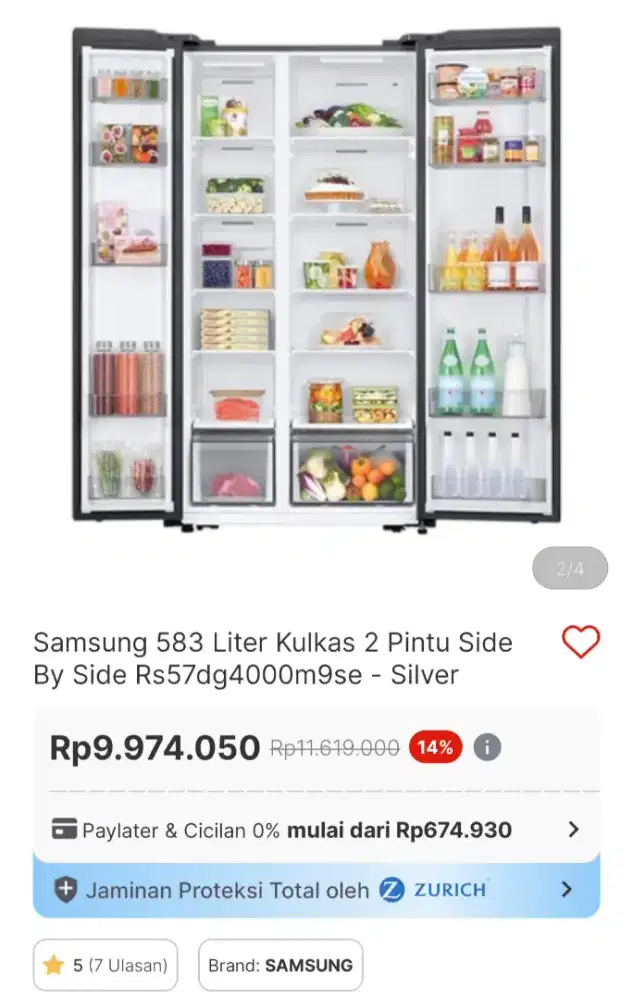 Kulkas samsung kapasitas besar promo