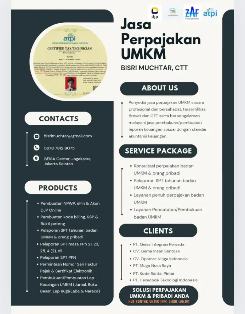 Siap bantu urus perpajakan & pembukuan usaha anda mulai Rp. 200.000,-