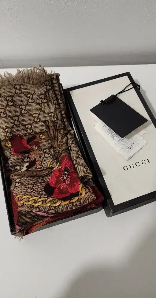 Gucci tricolor gg floral  scarf