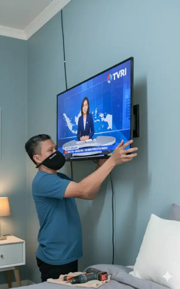 pasang & jual bracket buat gantungan tv led lcd di tembok nyaman rapih