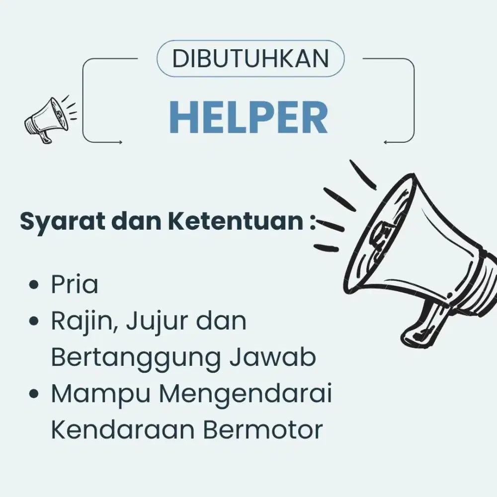 Dibutuhkan Helper Gudang