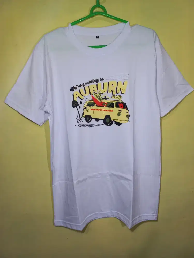 Kaos putih bergambar bahan katun 30s combed premium size L