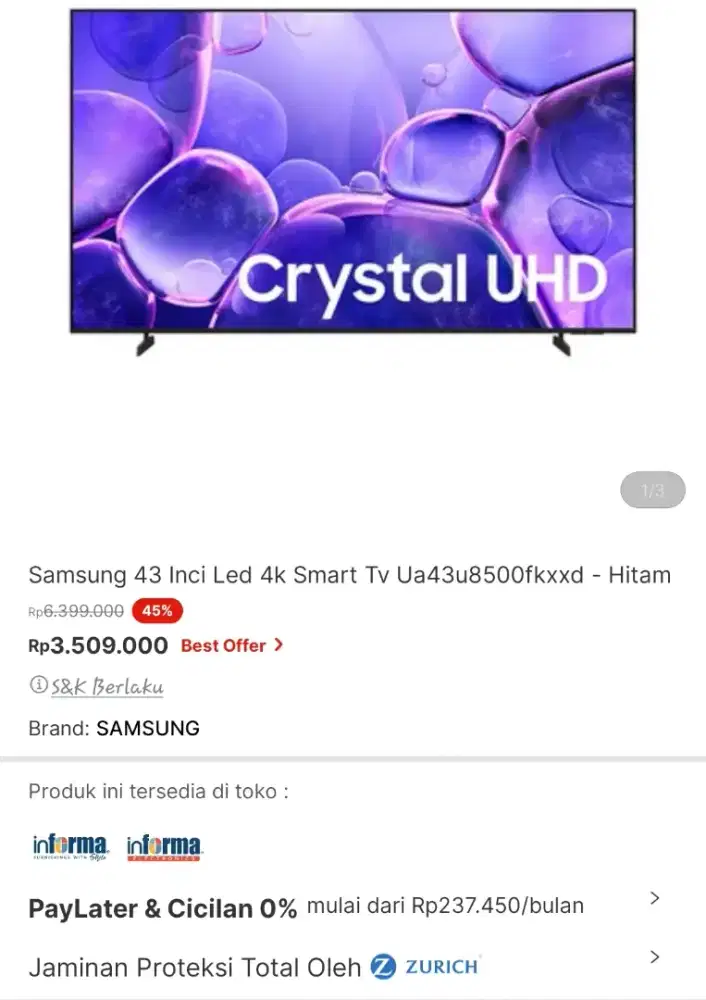 Samsung smart led tv  43 inc
