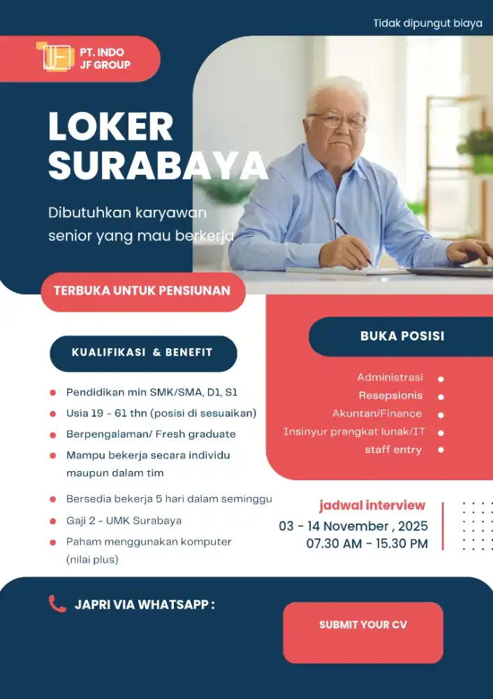 BUTUH KARYAWAN ADMIN KEUANGAN. DIBUKA (PENSIUNAN) GAJI 4,5 JT!