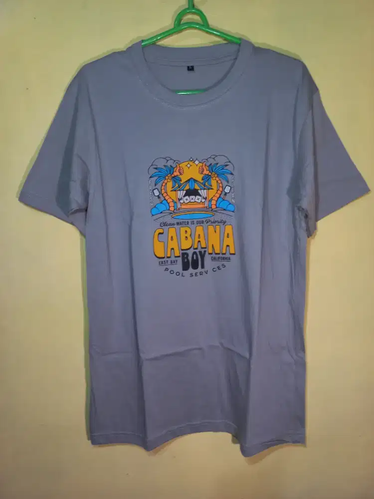 Kaos abu sedang bergambar cabana katun 30s combed premium size  L