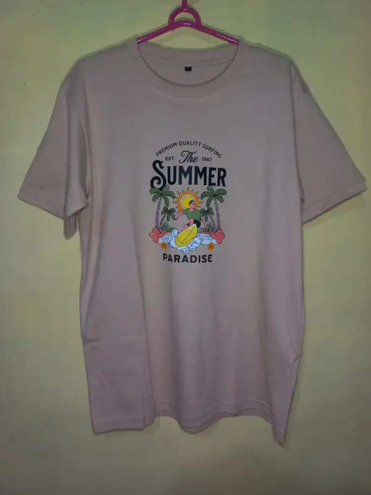 Kaos Beige paradise katun 30s combed premium size L
