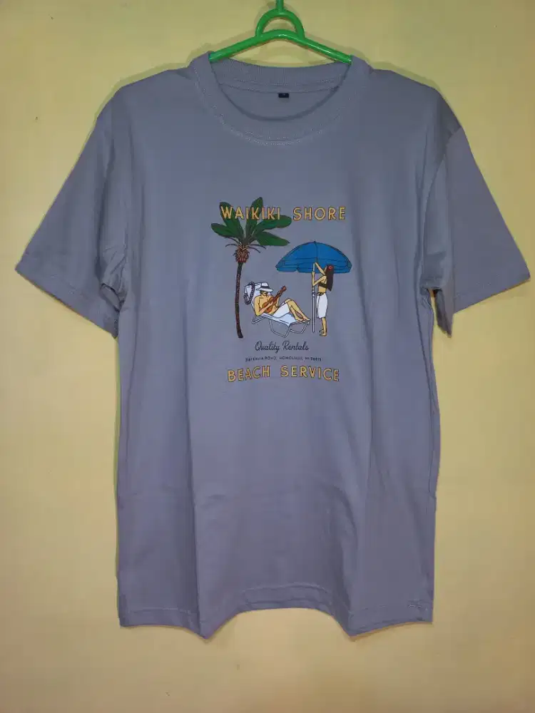Kaos abu wakiki shore katun 30s combed premium size M