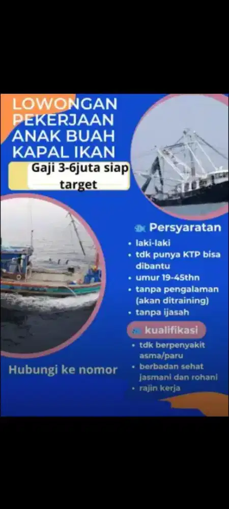 Lowongan ABK untuk laki laki