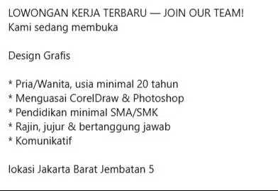 Lowongan kerja Design Grafis
