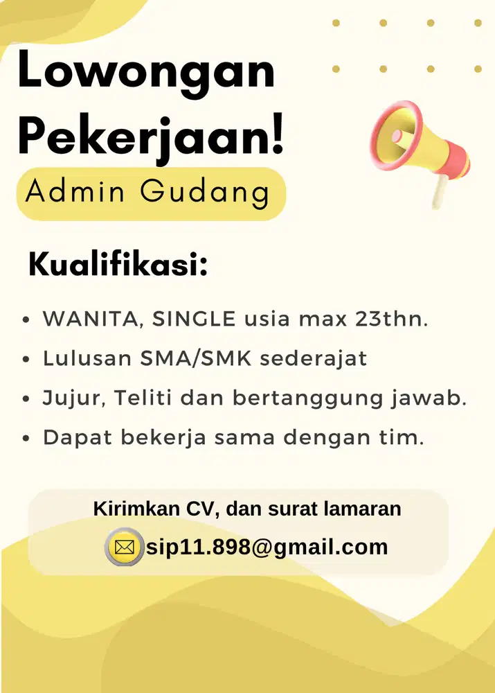 DIBUTUHKAN ADMIN GUDANG