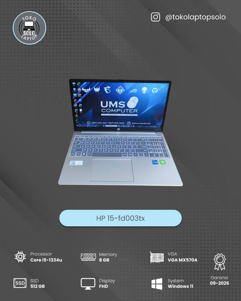 HP 15 FD003TX INTEL CORE I5 1334U Ram 8GB SSD 512GB MX570A