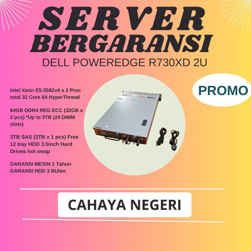 PROMO SERVER Dell PowerEdge R730XD Intel Xeon E5-2682v4 RAM BERGARANSI
