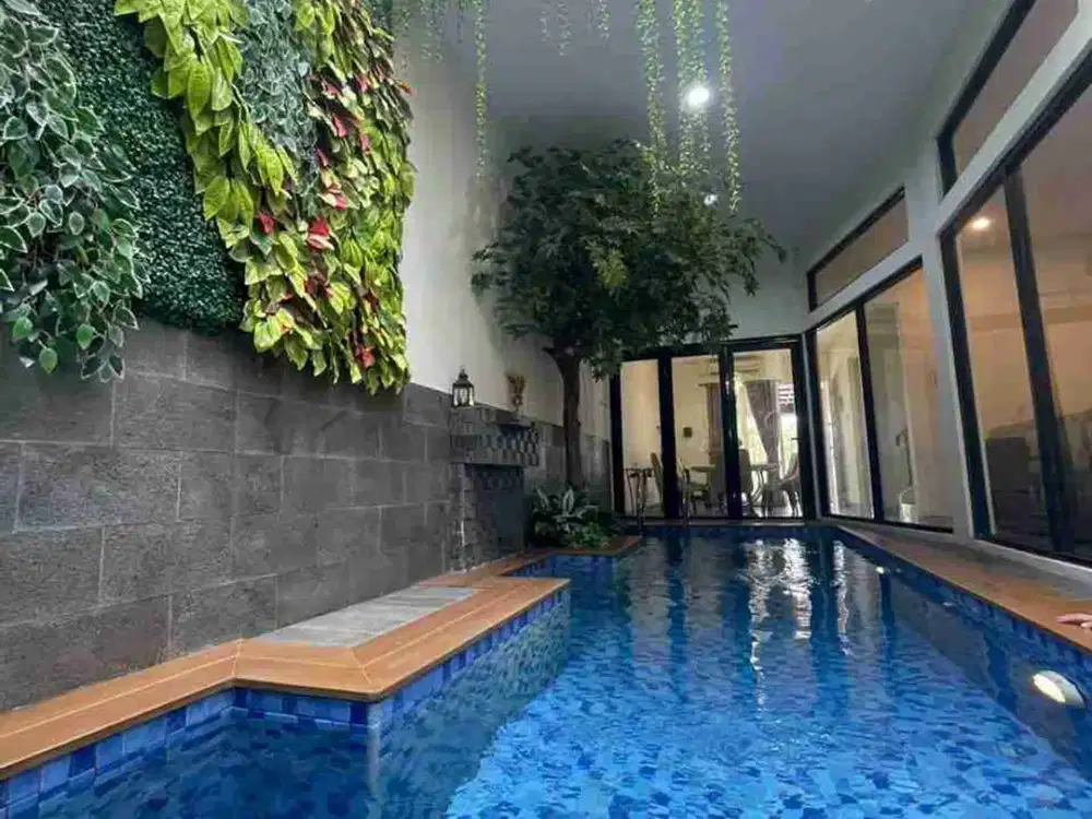 rumah mewah 3 lantai private pool di cluster samarha harapan indah bekasi