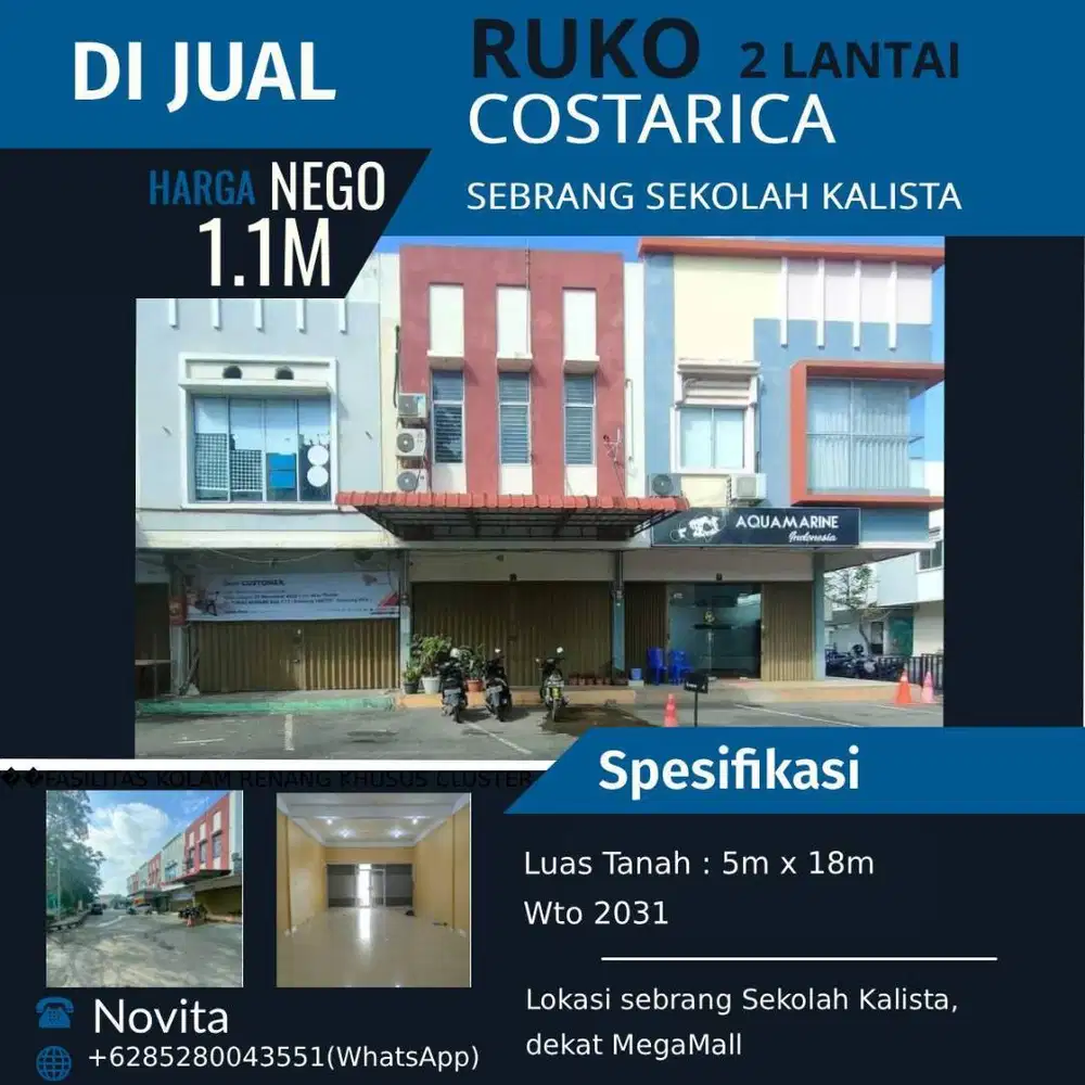 1 Unit  RUKO COSTARICA (2Lantai) Batam Center..