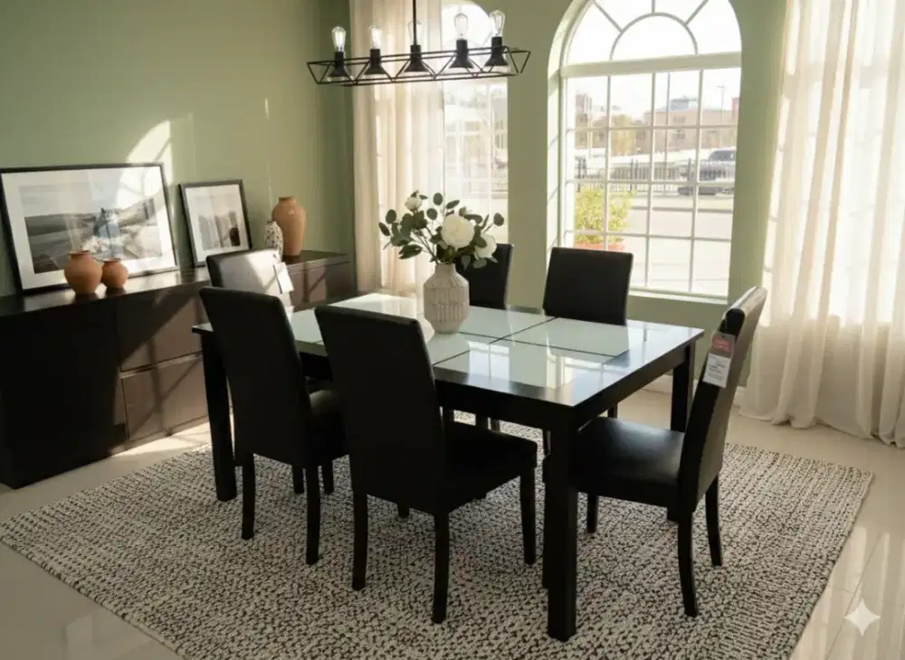 SET OF SHELDON DINING TABLE WITH 4 CHAIRS EACH SET