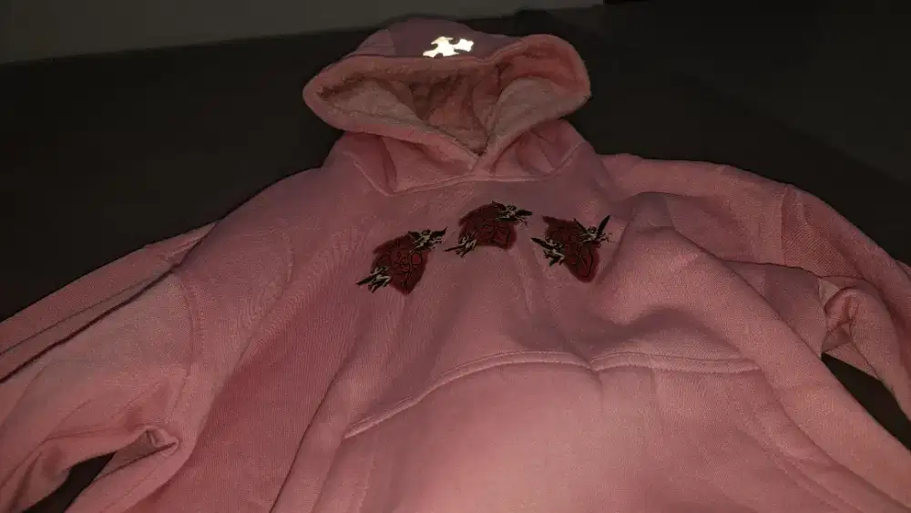 Hoddie Reflective Motif Jantung Sherpa Sablon