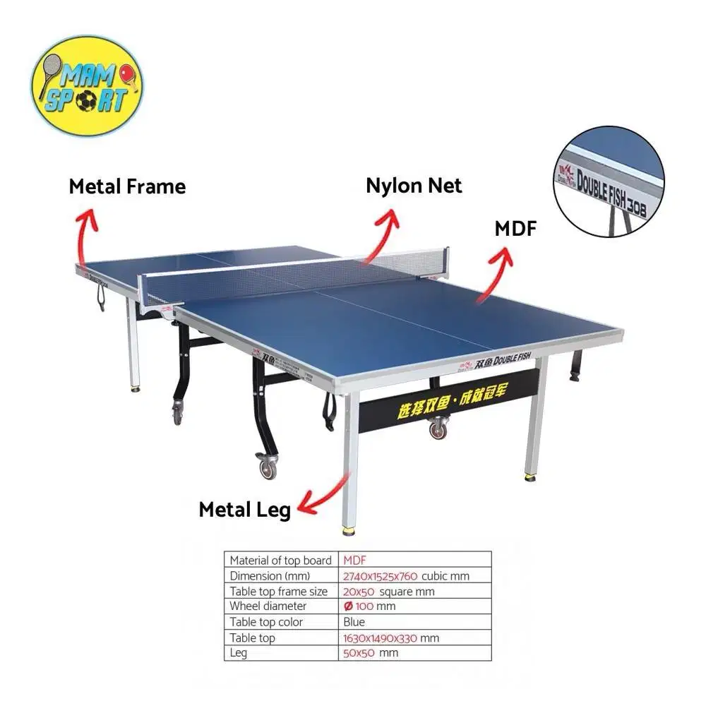 Meja Pingpong Tenis Meja DOUBLE FISH 308 18MM Original Import