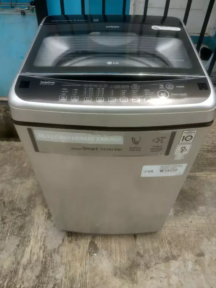 Bismillah bantu jual mesin cuci merek LG smart inverter kapasitas 9