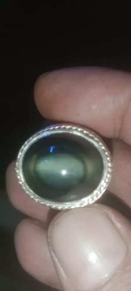 Batu mata dewa cat eye antik dan langka ring perak