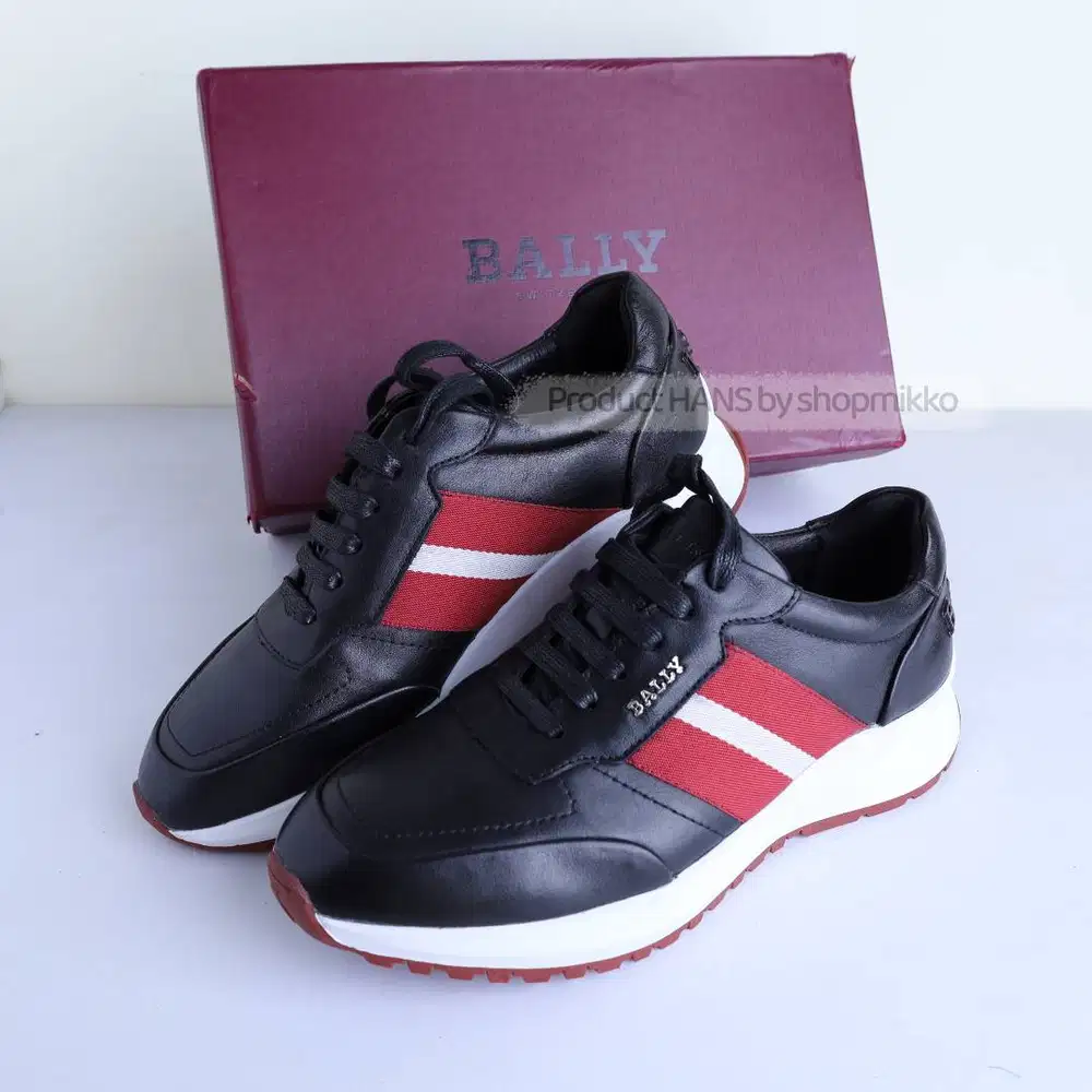 Sepatu BALLY DARSYL LEATHER RED BLACK SNEAKER 100% ORIGINAL NEW