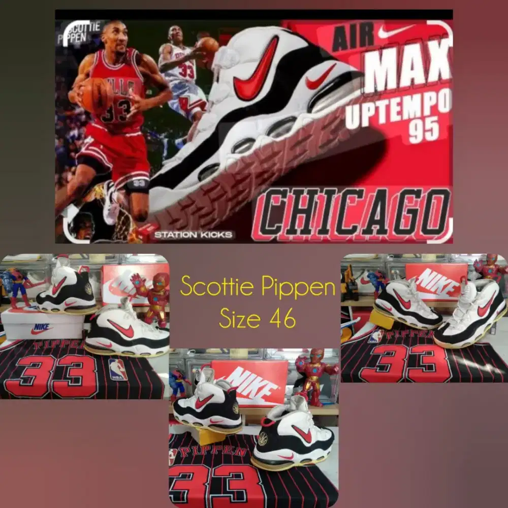Sepatu Basket Vintage Nike Airmax Uptempo Chicago Bulls size 46