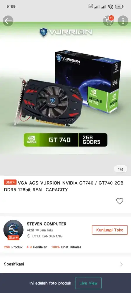 VGA card Nvidia geforce gt 740 2gb ddr5