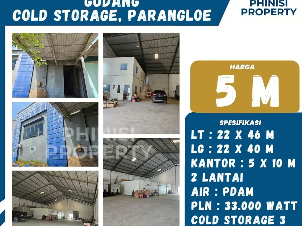 DIJUAL GUDANG COLD STRORAGE, PARANGLOE