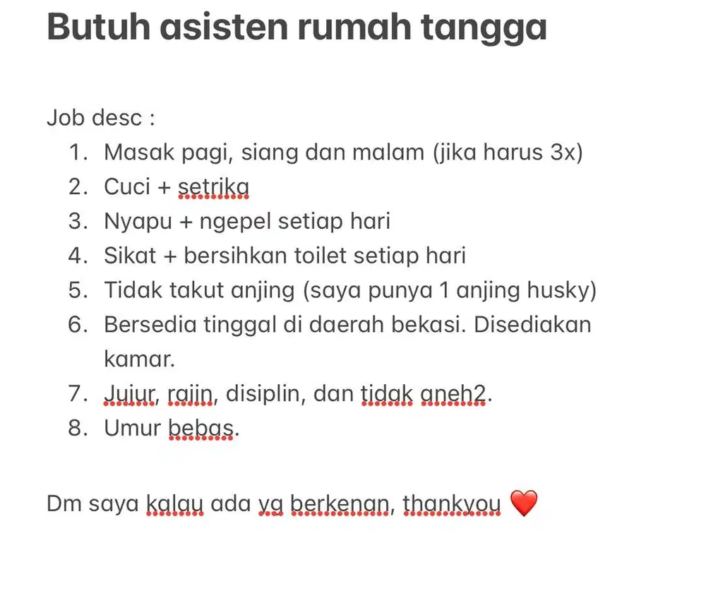 Lowongan Asisten Rumah Tangga
