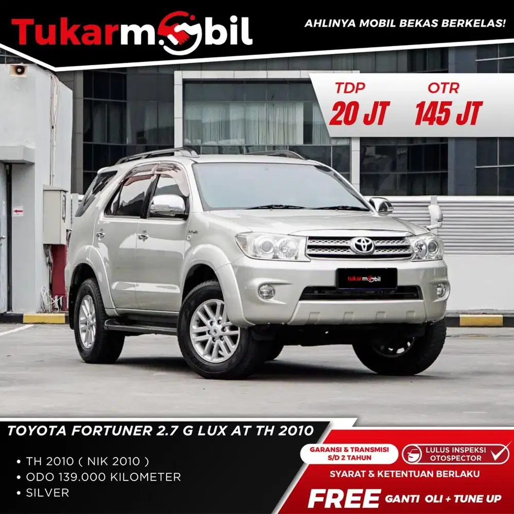 [ISTIMEWAH] FORTUNER 2.7 G LUXURY MATIC TAHUN 2010 PAJAK PANJANG
