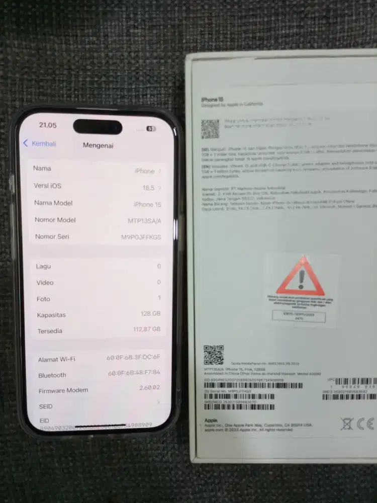 iPhone 15 pink 128 GB iBox bh 89 lengkap Masi mulus