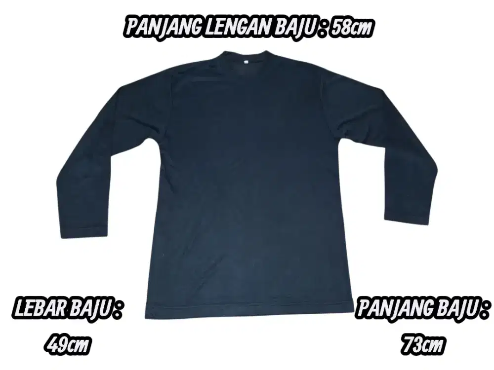 Baju Kaos Lengan Panjang Hitam Polos Size L