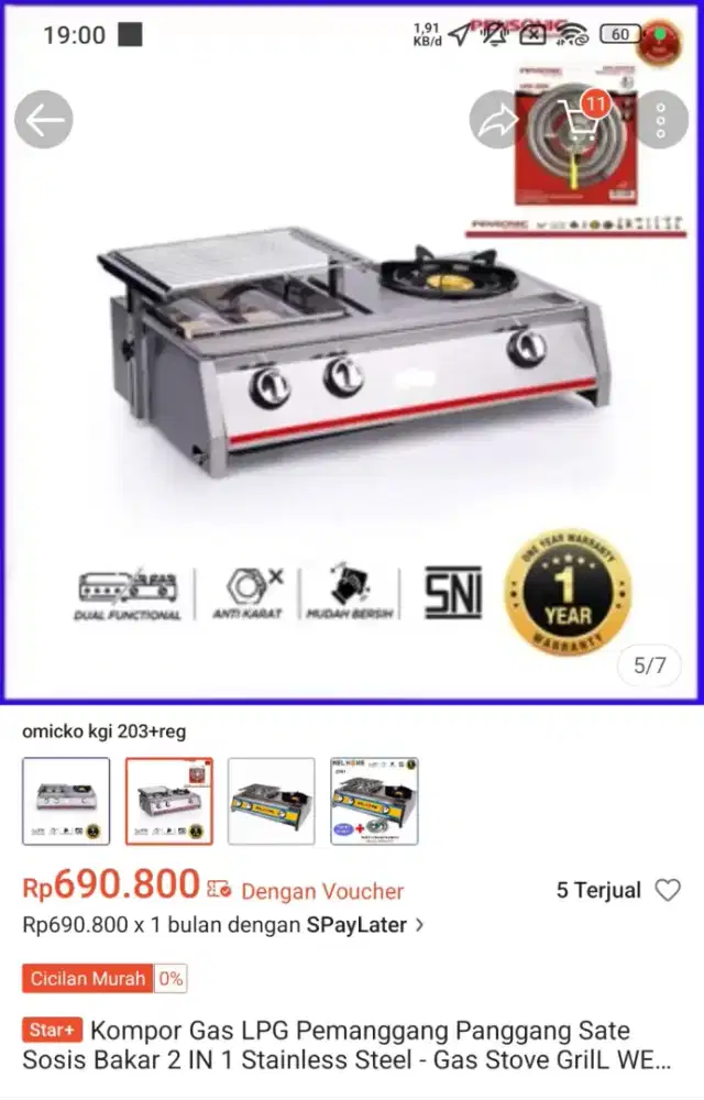 KOMPOR PANGGANGAN OMICKO DAN SELANG REGULATOR