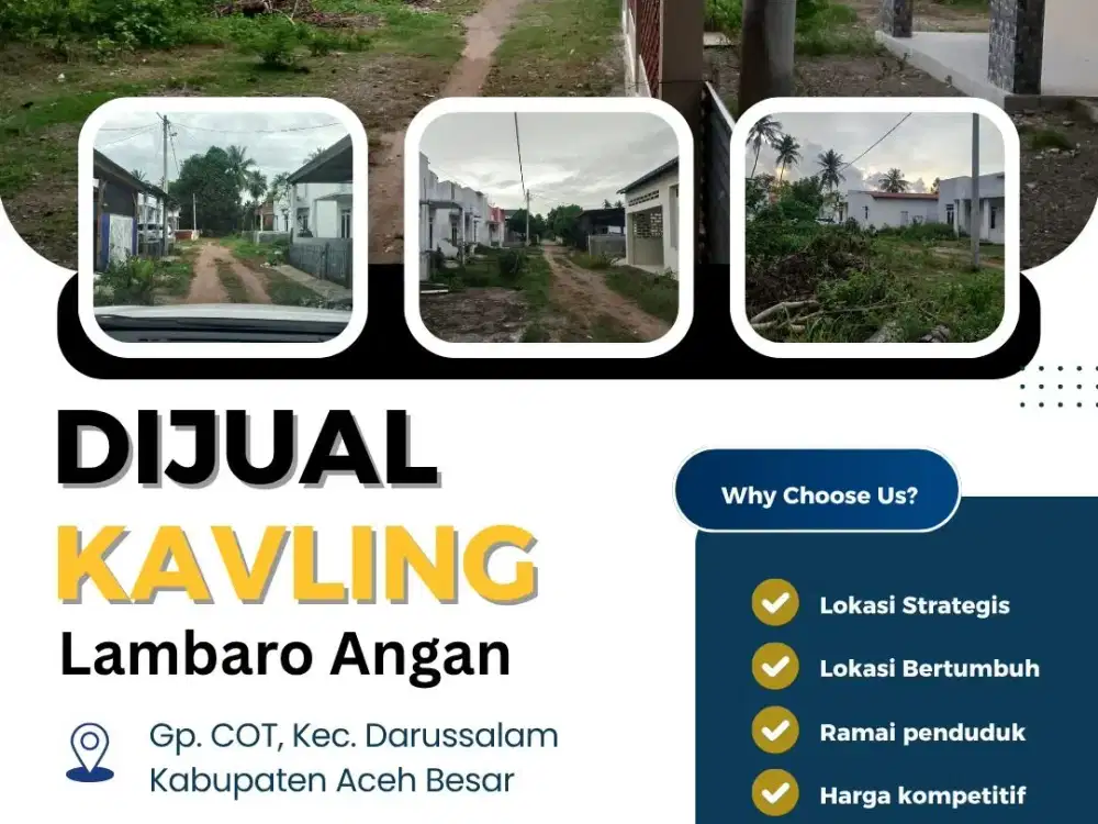 Dijual Kavling Siap Bangun di Lambaro Angan, Darussalam – Lokasi Strategis dan Ramai Penduduk