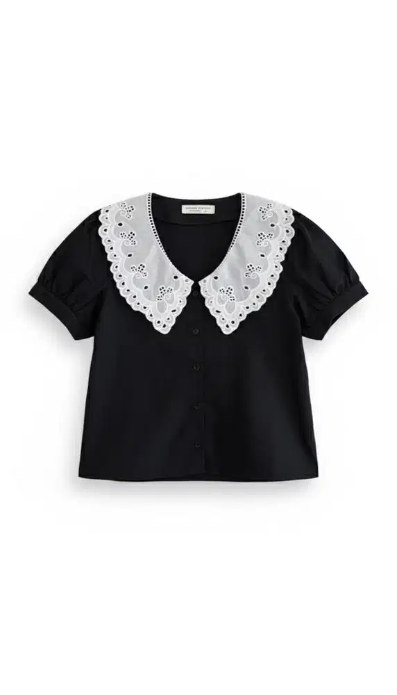 Blouse Korean Style Kerah Renda Vintage