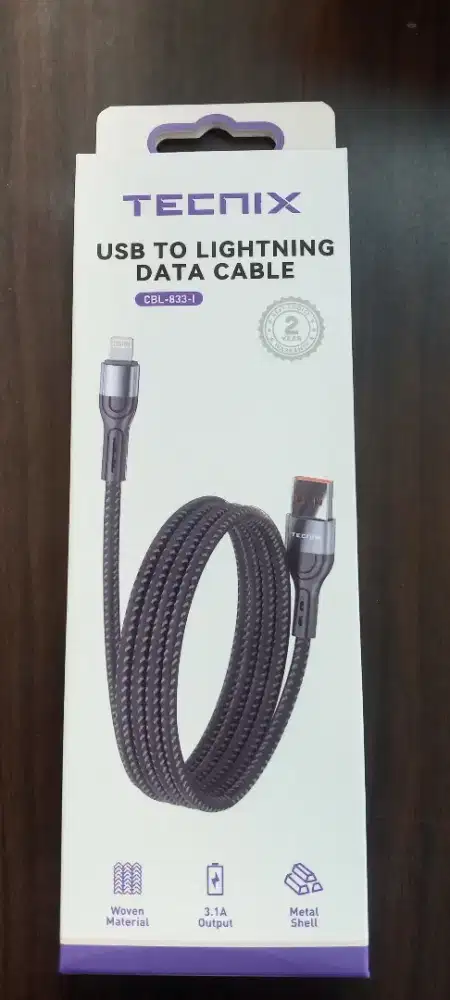 Tecnix CBL-833L Kabel Data Charger 3.1A Fast Charging