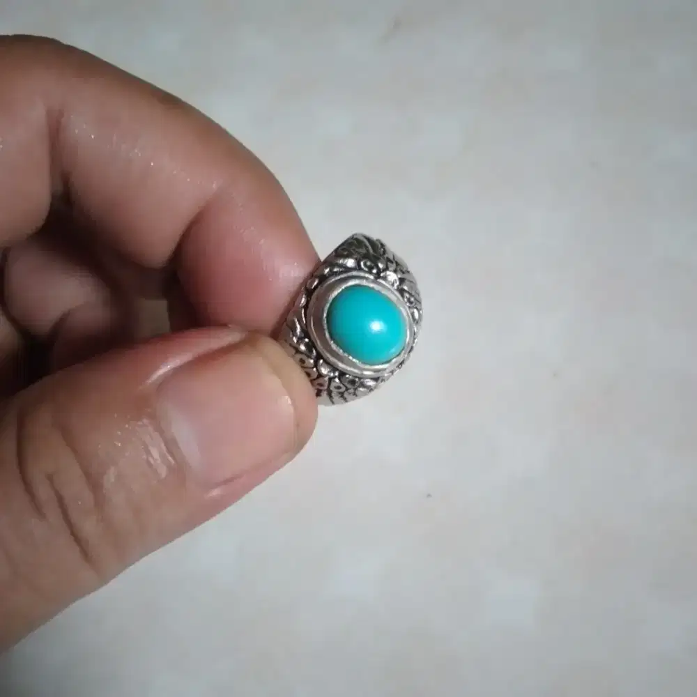 Cincin pirus mesir biru polos mantap