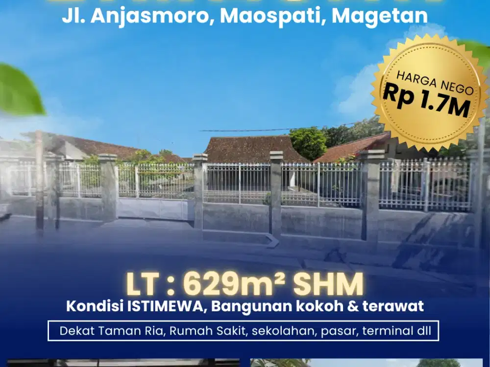 DIJUAL RUMAH LIMASAN KONDISI ISTIMEWA DI DEPAN TAMAN RIA MAOSPATI