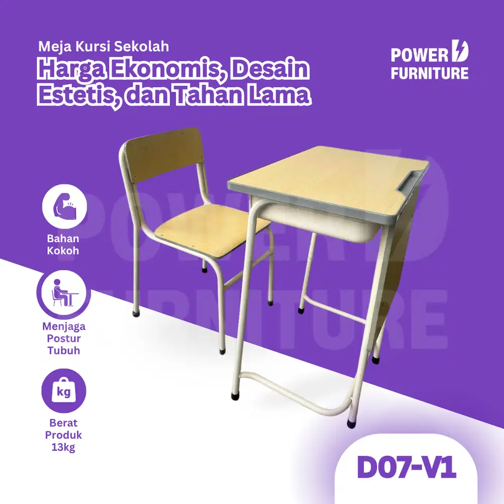 Meja Kursi Kelas Tipe D08 - Bangku Sekolah Besi | Kursi Sekolah